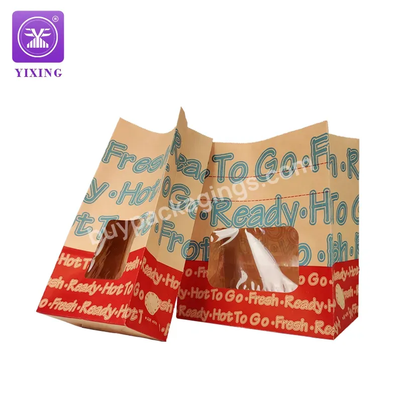 Custom Printed Recyclable Greaseproof Stand Up Flat Bottom Brown Kraft Paper Popcorn Bags With Window