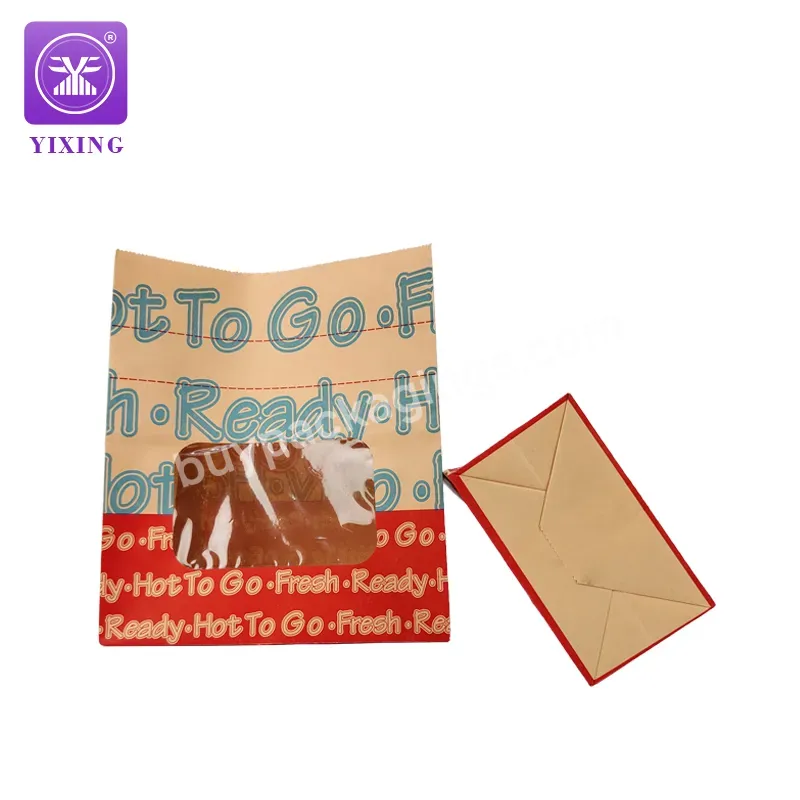 Custom Printed Recyclable Greaseproof Stand Up Flat Bottom Brown Kraft Paper Popcorn Bags With Window