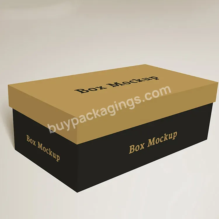 Custom Printed Recycled Cardboard Black Shoe Packaging Paper Box With Logo