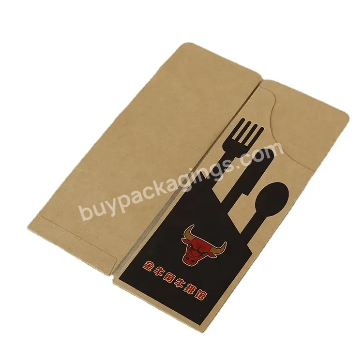 Custom Printed Recycled Sealed Tableware Chopstick Packing Paper Cutlery Sleeve Envelope