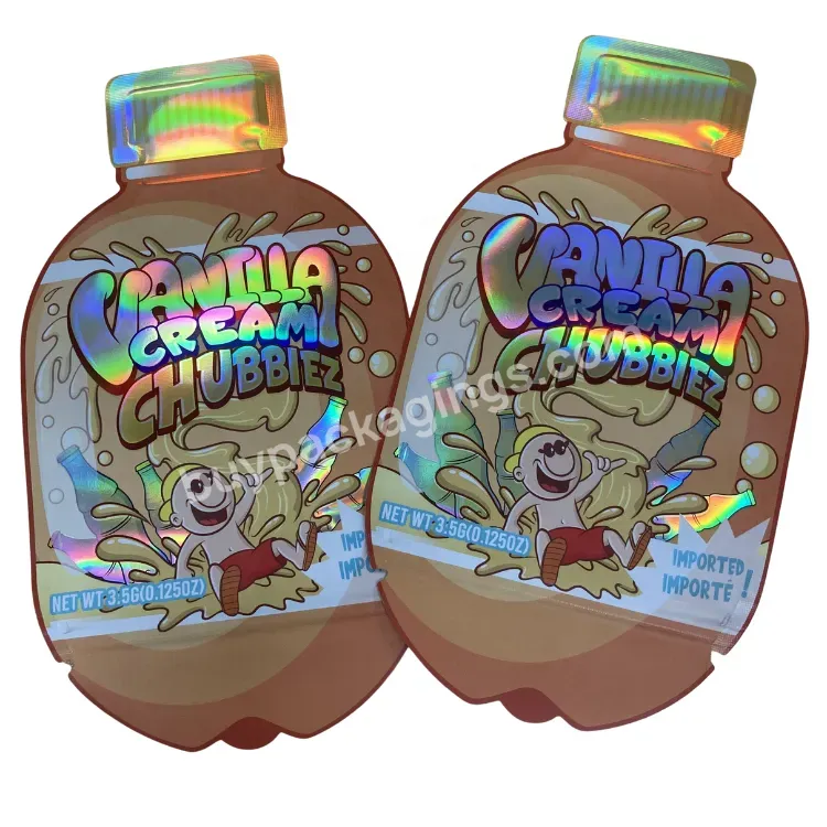 Custom Printed Resealable 3.5g 8th Empty Cookie Candy Poly Special Shaped Ziplock Bags Smell Proof Cutout Die Cut Mylar Bags