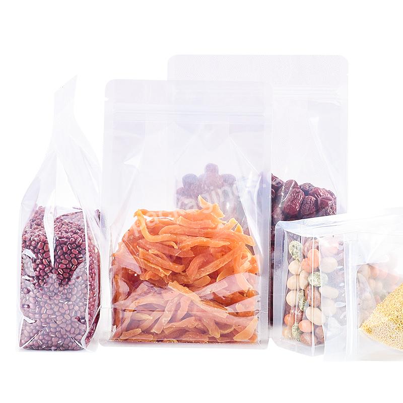 Custom Printed Reusable Empty Plastic Food Packaging Bag Flat Bottom Candy Coffee Bag