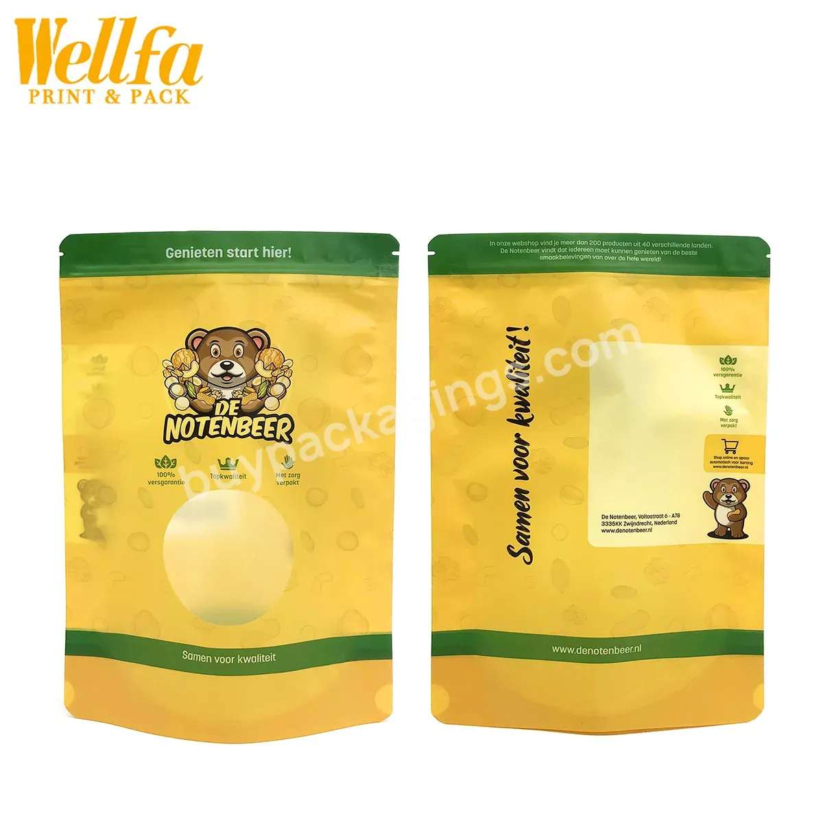 Custom Printed Reusable Food Packaging Plastic Aluminized Foil Nut Stand Up Pouch With Zipper