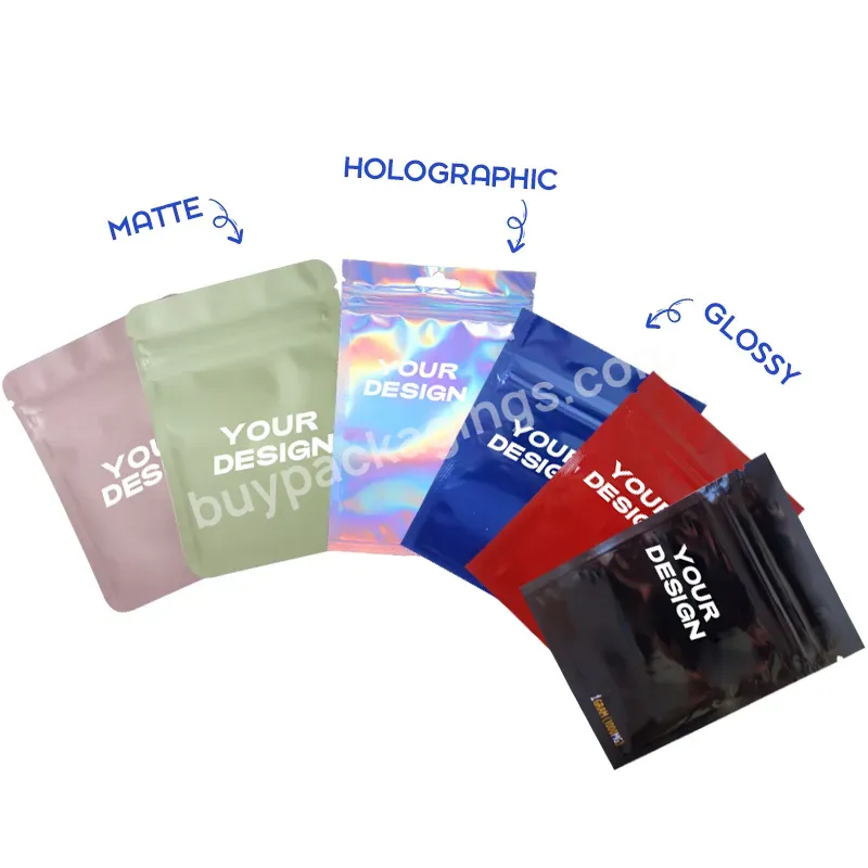 Custom Printed Reusable Plastic Aluminum Laminated Flat Bag 3 Side Seal Sachet Cosmetic Packaging Mylar Bags