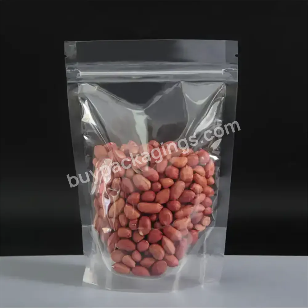 Custom Printed Reusable Stand Up Eco Friendly Clear Nut Snack Storage Transparent Ziplock Plastic Zipper Packing Bags For Food