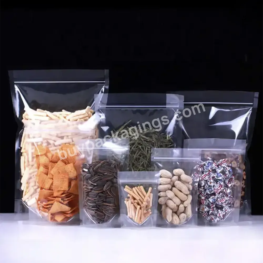 Custom Printed Reusable Stand Up Eco Friendly Clear Nut Snack Storage Transparent Ziplock Plastic Zipper Packing Bags For Food