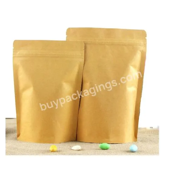 Custom Printed Reusable Ziplock Bag Compostable With Clear Window Kraft Paper Stand Up Zipper Bag