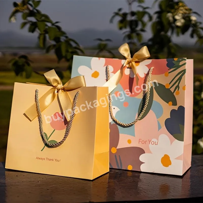 Custom Printed Ribbon Handle Cardboard Packaging Tote Bag Bolsas Matte Retail Luxury Clothing Gift Paper Shopping Bag with Logos