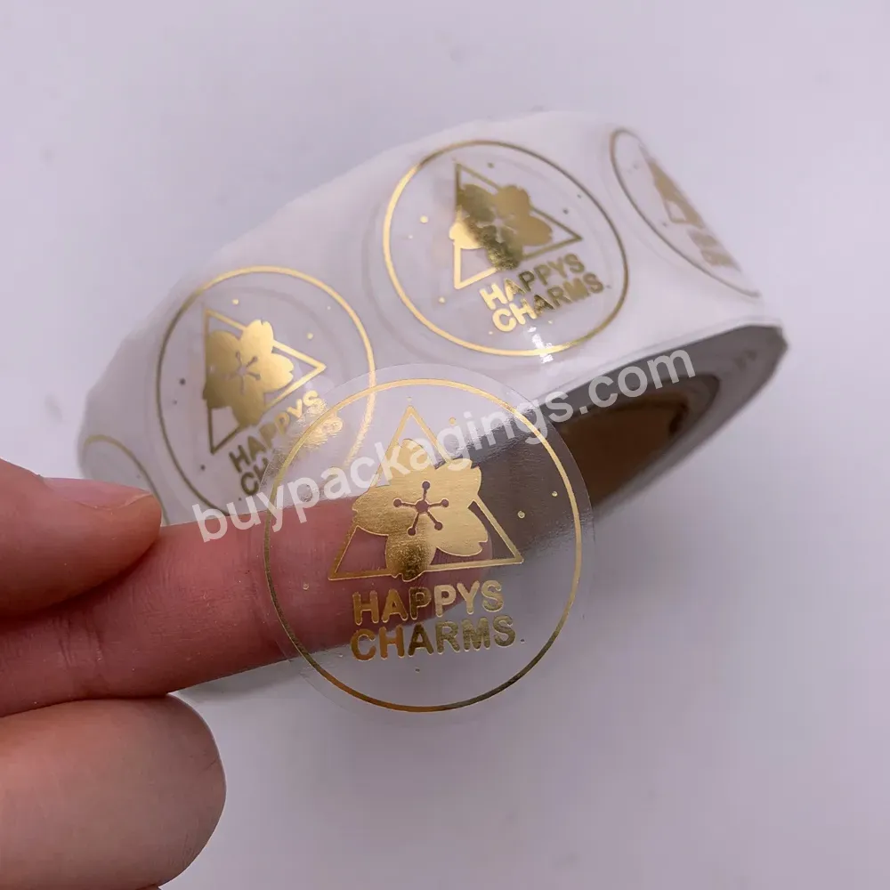 Custom Printed Roll Labels Gold Label Clear Circle Sticker