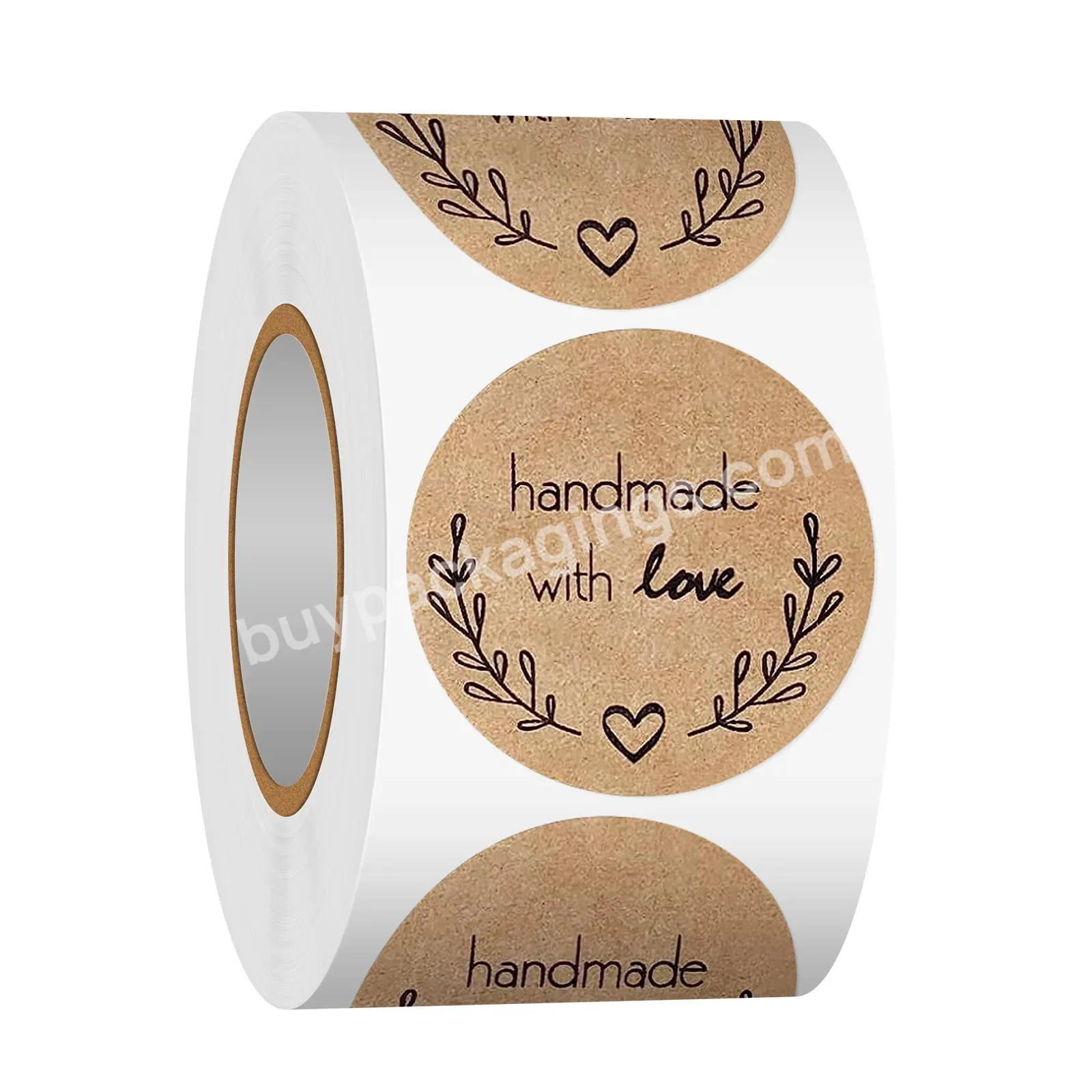 Custom Printed Round Logo Label Sticker Roll Kraft Paper Circle Labels