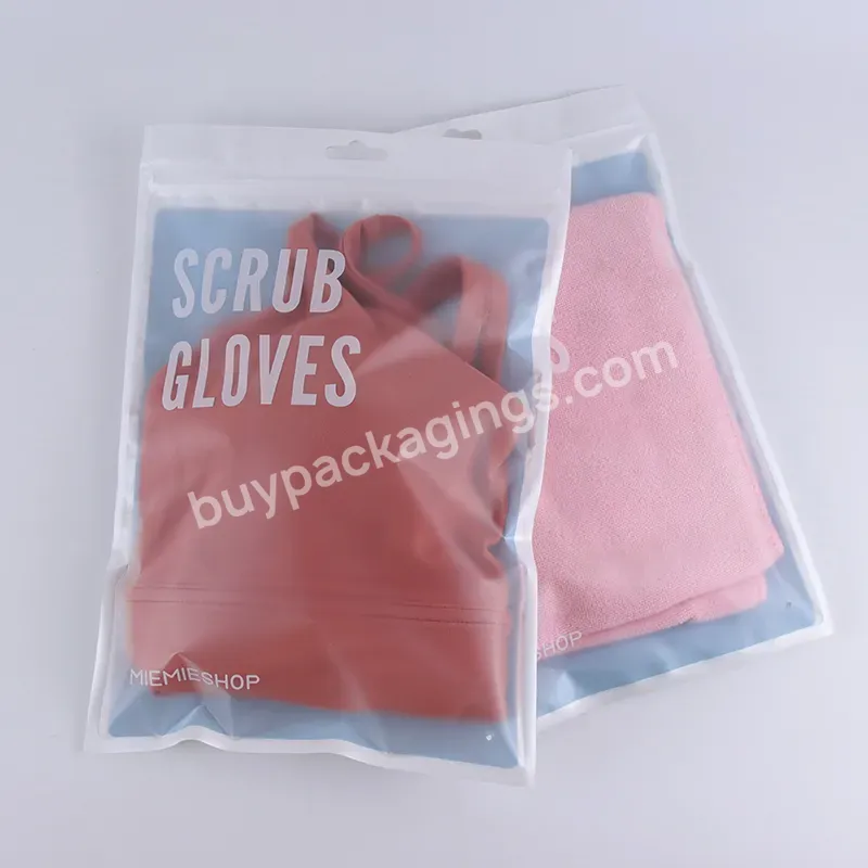 Custom Printed Self-adhesive Bag Clothing Clothes Logo Frosted Matte T Shirt Zipper Swimwear Underwear Packaging