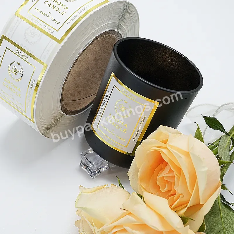 Custom Printed Self Adhesive Shiny Textured Waterproof Candle Perfume Bottle Brand Logo Packaging Label