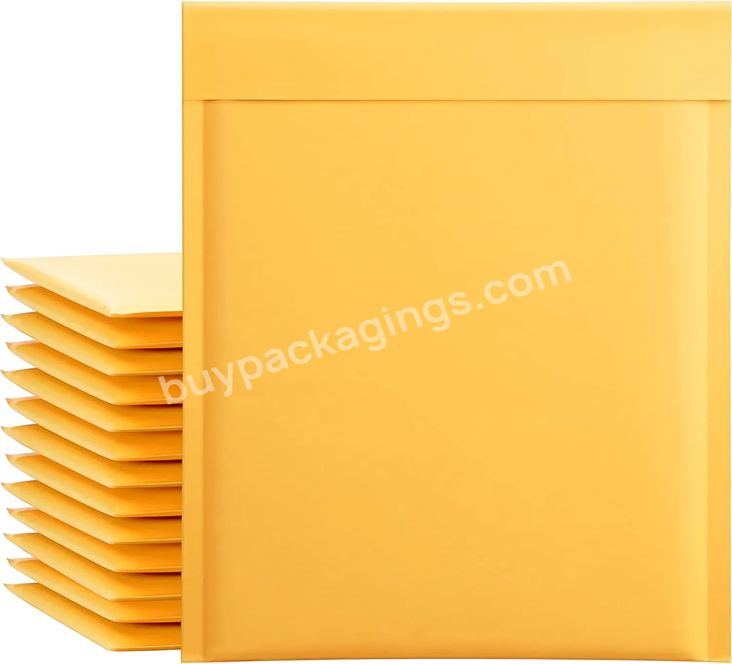 Custom Printed Self Sealing Natural Yellow Kraft Mailers Bags Eco Friendly Paper Padded Envelope Bubble Mailer For Shipping