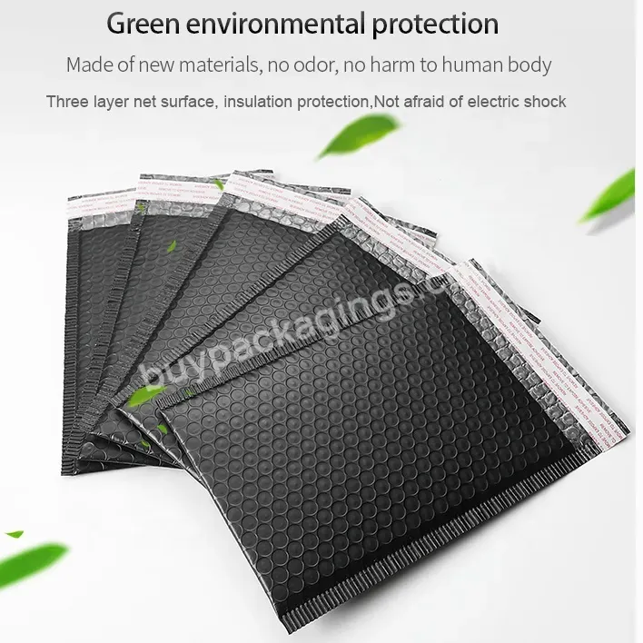 Custom Printed Shipping Matte Black Pvc Plastic Cosmetic Polymailer Package Envelopes Mailer Bubble Bag