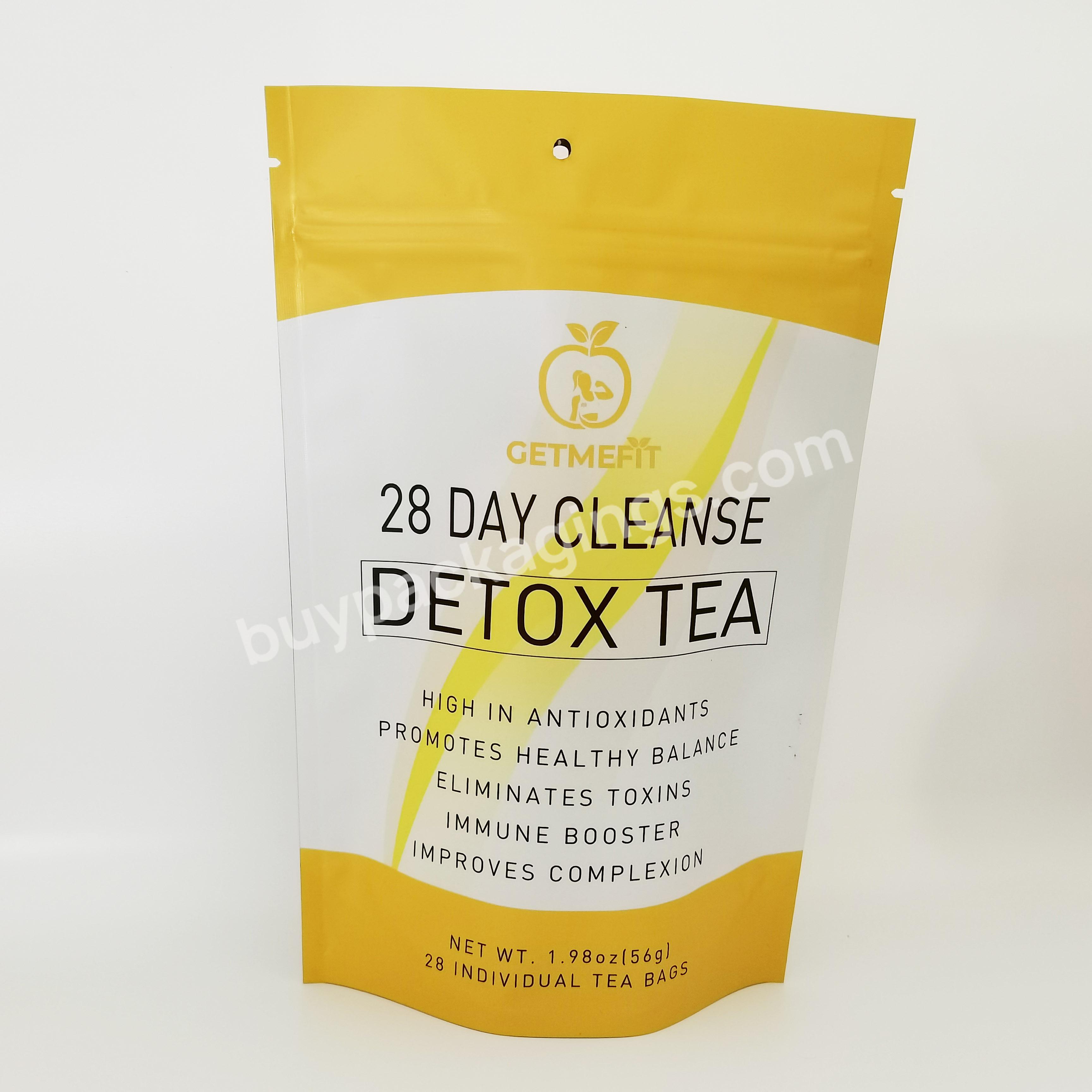 Custom Printed Smell Proof Aluminum Foil Stand Up Detox Tea Packaging Bag