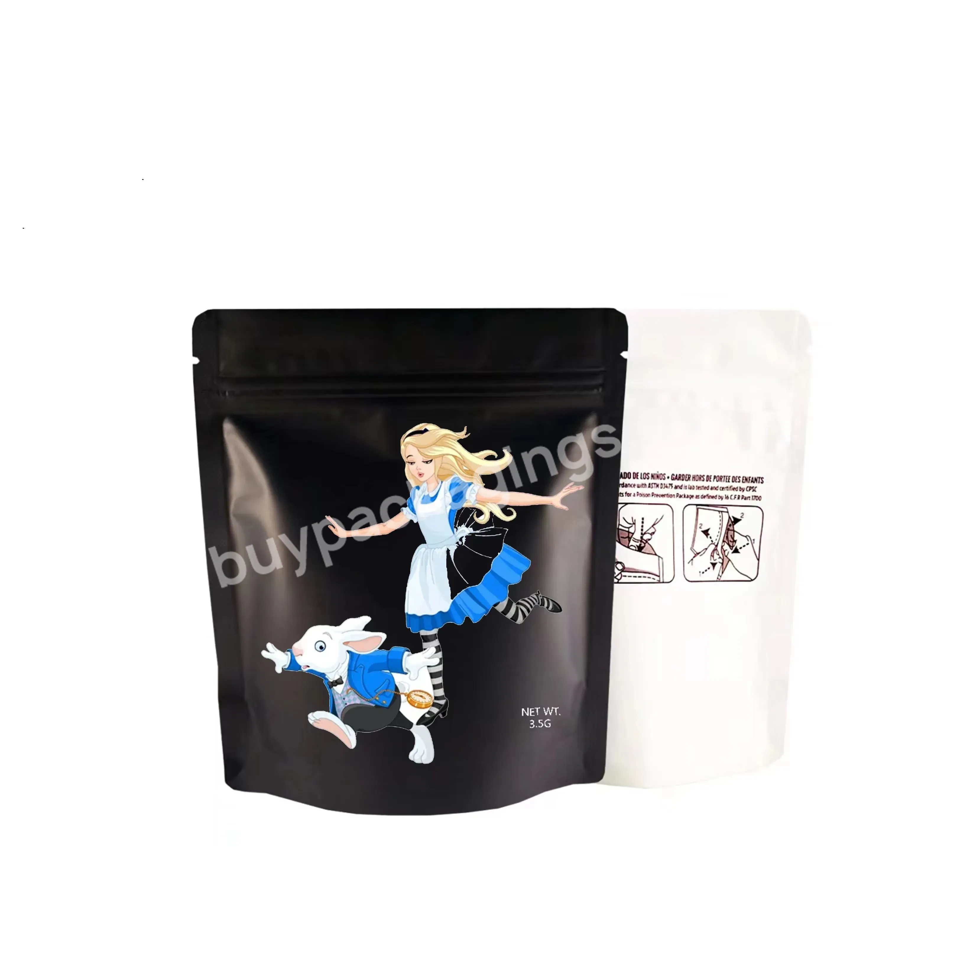 Custom Printed Smell Proof Resealable Airtight Zipper 3.5g Mini Reusable Ziplock Edible Stand Up Mylar Bags