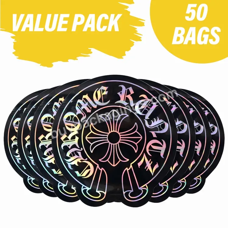 Custom Printed Special Shaped Die Cut 3.5g Irregular Plastic Ziplock Smell Proof Holographic Custom Mylar Bags 3.5 With My Logo