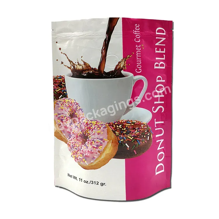 Custom Printed Stand Up Doypack Coffee Bean Packing Pouch Plastic Coffee Packaging Bag Degassing Valve And Zipper