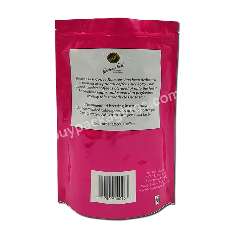 Custom Printed Stand Up Doypack Coffee Bean Packing Pouch Plastic Coffee Packaging Bag Degassing Valve And Zipper