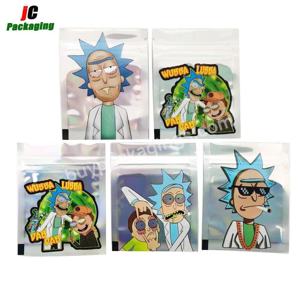 Custom Printed & Stock 100pcs/pack Mylar Plastic Bags Smell Proof Pouches Zipper Resealable Sealed Storage Holographic Packaging