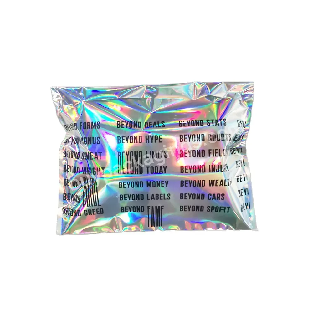 Custom Printed Top Seal Zipper Plastic 3 Side Sealed Holographic Packaging Mylar Bags For Clothes Underwear Socks