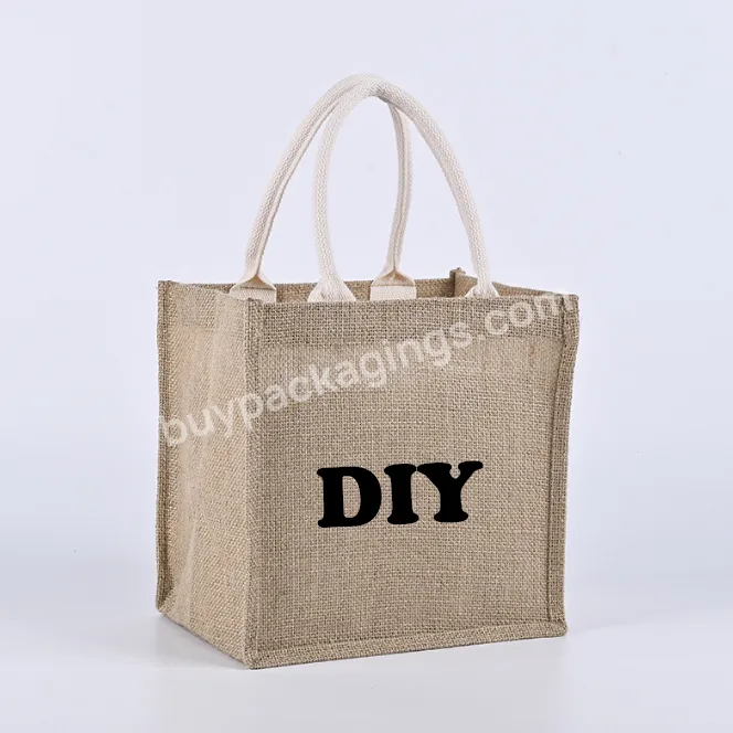 Custom Printed White Luxury Eco-friendly Reusable Women's Shopping Wedding Favors Gift Burlap Tote Jute Beach Bags With Logo