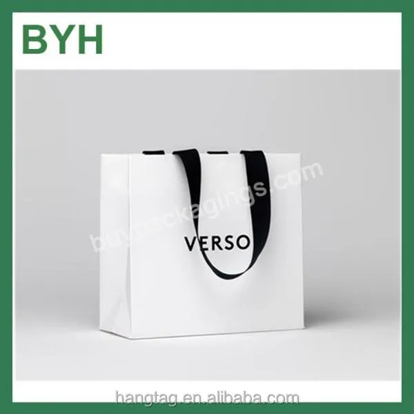 Custom Printed White Printed Paper Bag with shoulder length handle