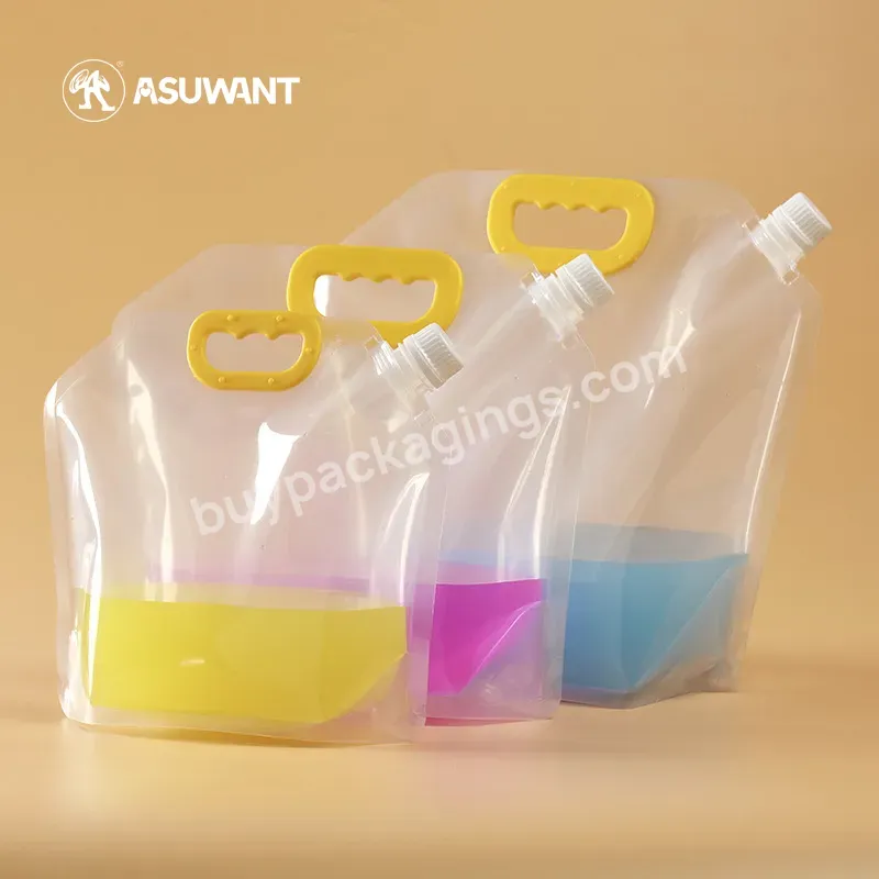 Custom Printed With Handle Spot Pouch 1.5l 2.5l 5l And10l For Liquid Beer Medical Gel Take Away Spout Pouch Doypack Bag - Buy Uice Drink Pouch,Stand Up Spout Pouch For Liquid,Spouted Beverage Pouch.