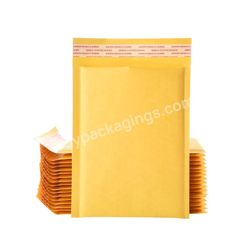 Custom Printed Yellow Kraft Mailers Bags Eco Friendly Paper Padded Envelope Bubble Mailer For Shipping