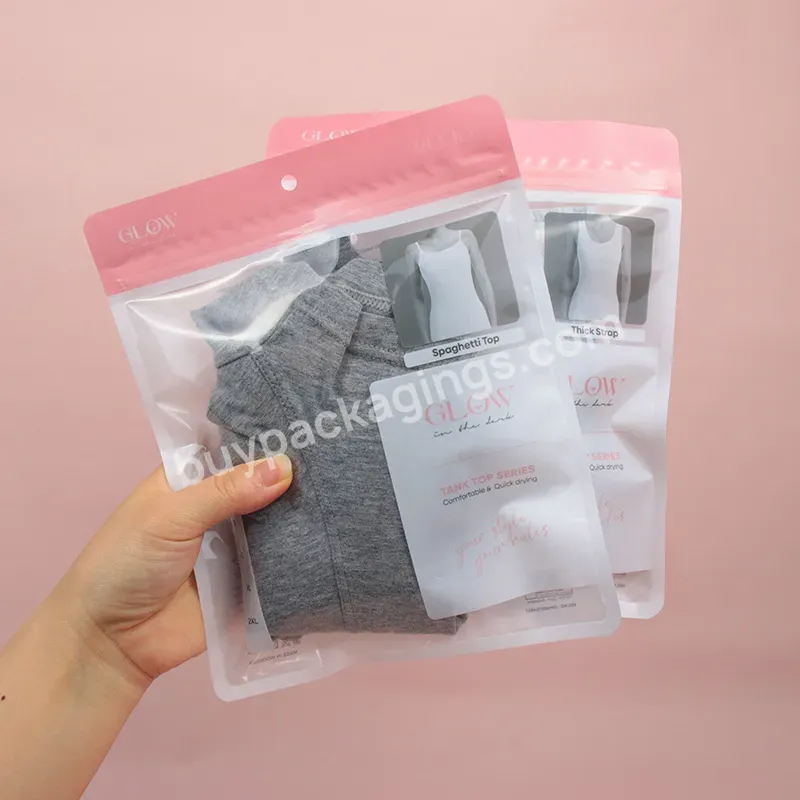 Custom Printed Yoga Sets Pink Plastic Bags Packaging Clothing Bags Resealable Clear Plastic Zipper Bags For Leggings