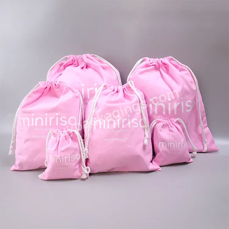 Custom Printed Your Own Logo Logo Large Drawstring Pink Pure Cotton Dust Bag