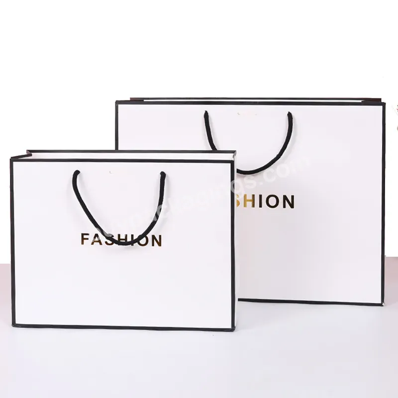Custom Printed Your Own Logo Shopping Paper Bag With Ribbon Handles White Cardboard For Clothes Cosmetics Gift Jewelry