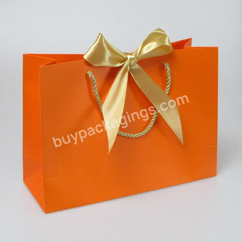 Custom Printed Your Own Logo Shopping Paper Bag With Ribbon Handles White Cardboard For Retail Cosmetics Gift Jewelry