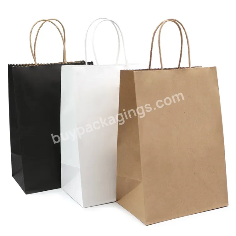 Custom Printed Your Own Logo White Brown Kraft Gift Biodegradable Custom Print Shopping Bag Paper