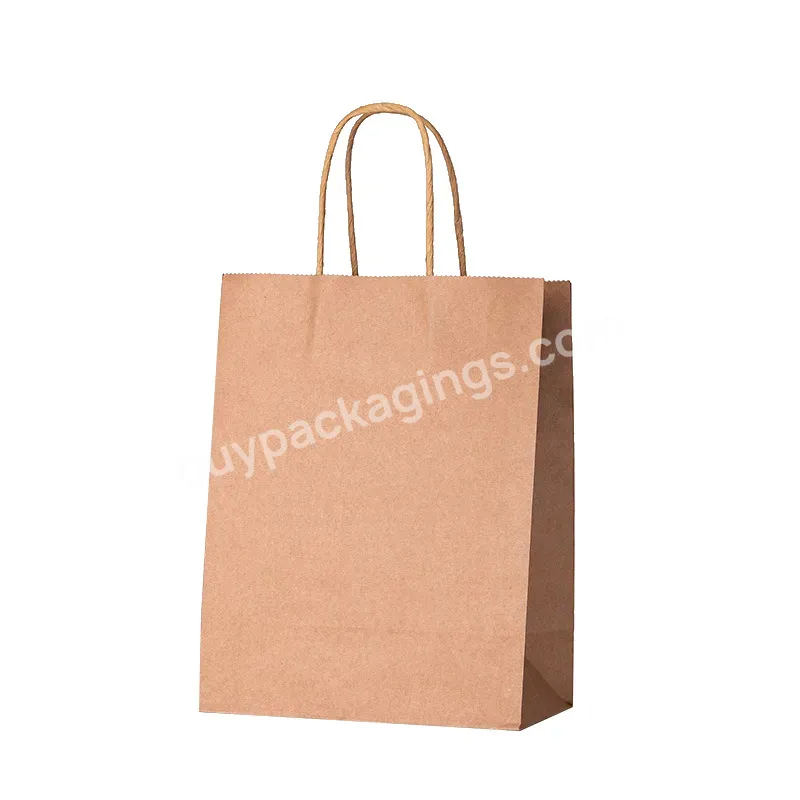 Custom Printed Your Own Logo White Brown Kraft Gift Craft Shopping Paper Bag With Handles