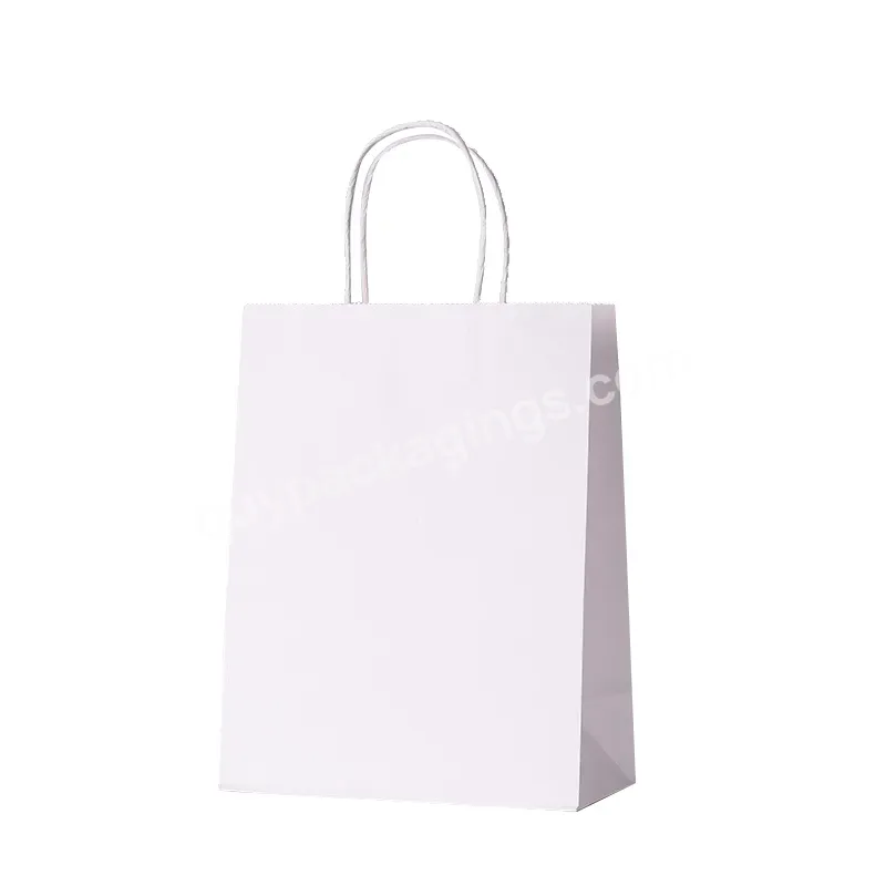 Custom Printed Your Own Logo White Brown Kraft Gift Craft Shopping Paper Bag With Handles