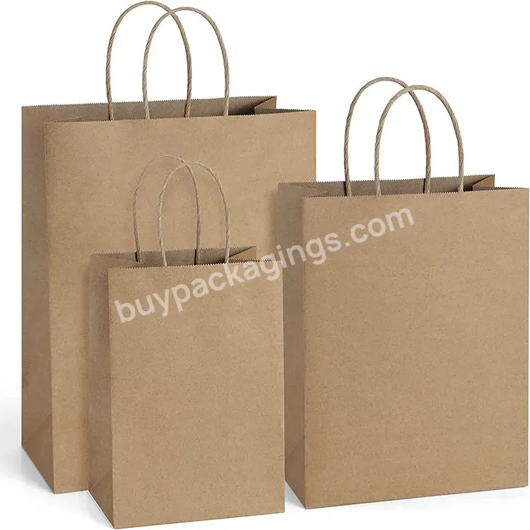 Custom Printed Your Own Logo White Brown Kraft Gift Paper Bags Craft Shopping Paper Bag With Handles