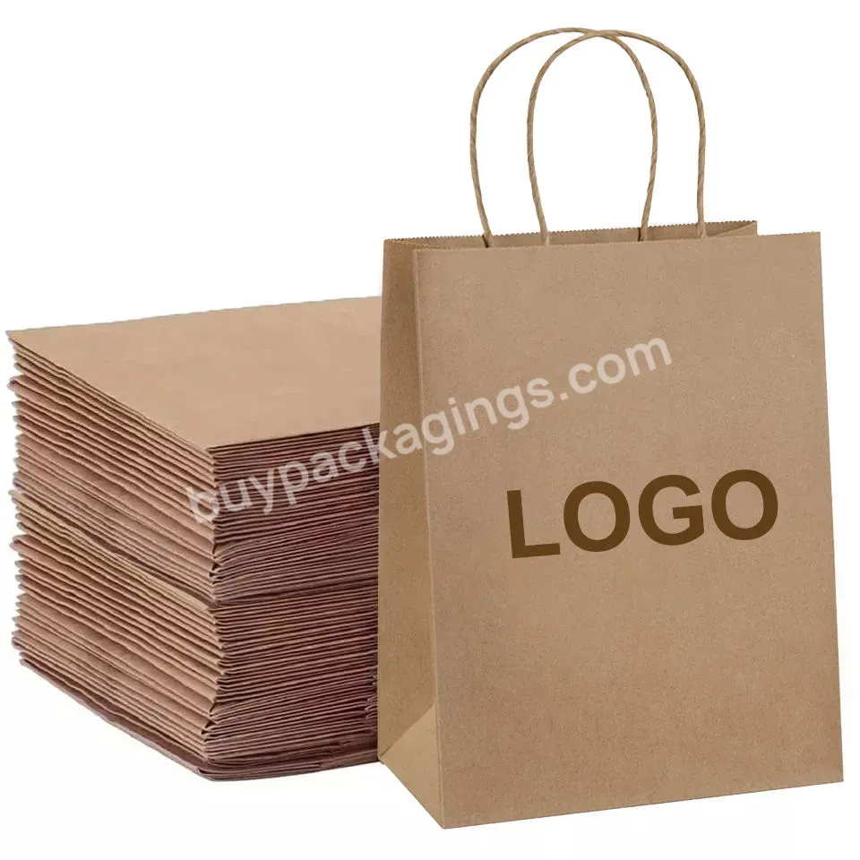 Custom Printed Your Own Logo White Brown Kraft Gift Paper Bags Craft Shopping Paper Bag With Handles