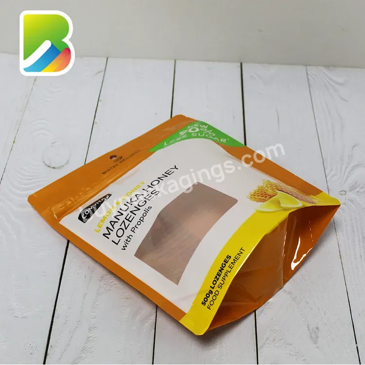 Custom Printed Ziplock Snack Stand Up Pouch/ Food Packaging Bag With Zipper And Window