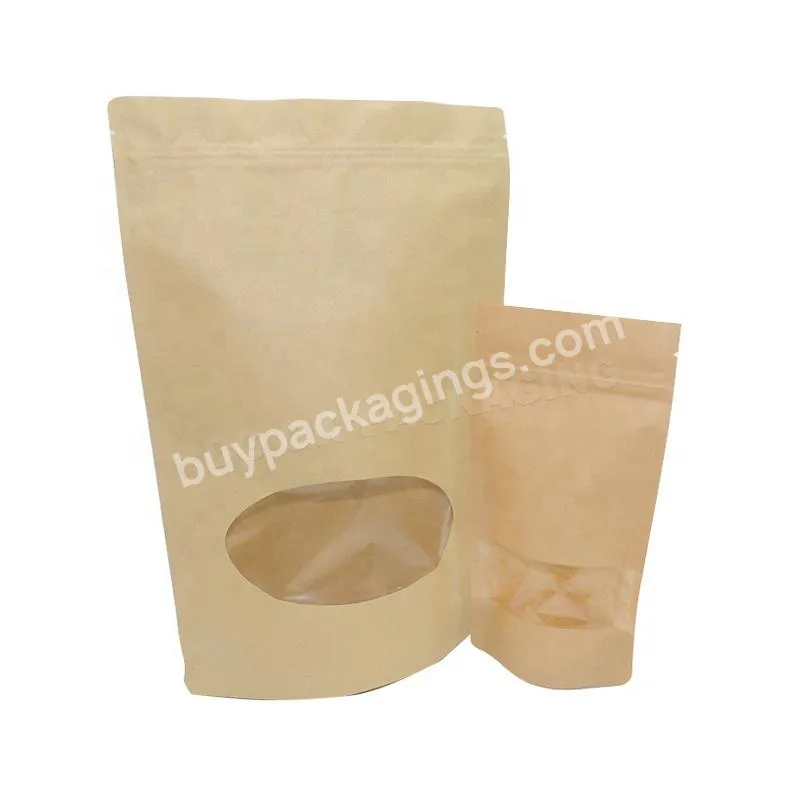 Custom Printed Ziplock Stand Up Pouch Biodegradable Kraft Paper Heat Seal Food Grade Packaging Tea Food Bags