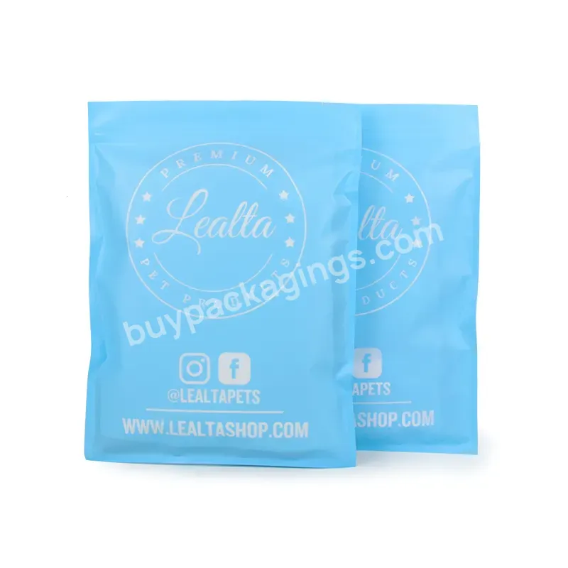 Custom Printed Ziplopck Bag Blue Matte Resealable Pet Clothes Packaging Bags Frosted Bags With Self Seal