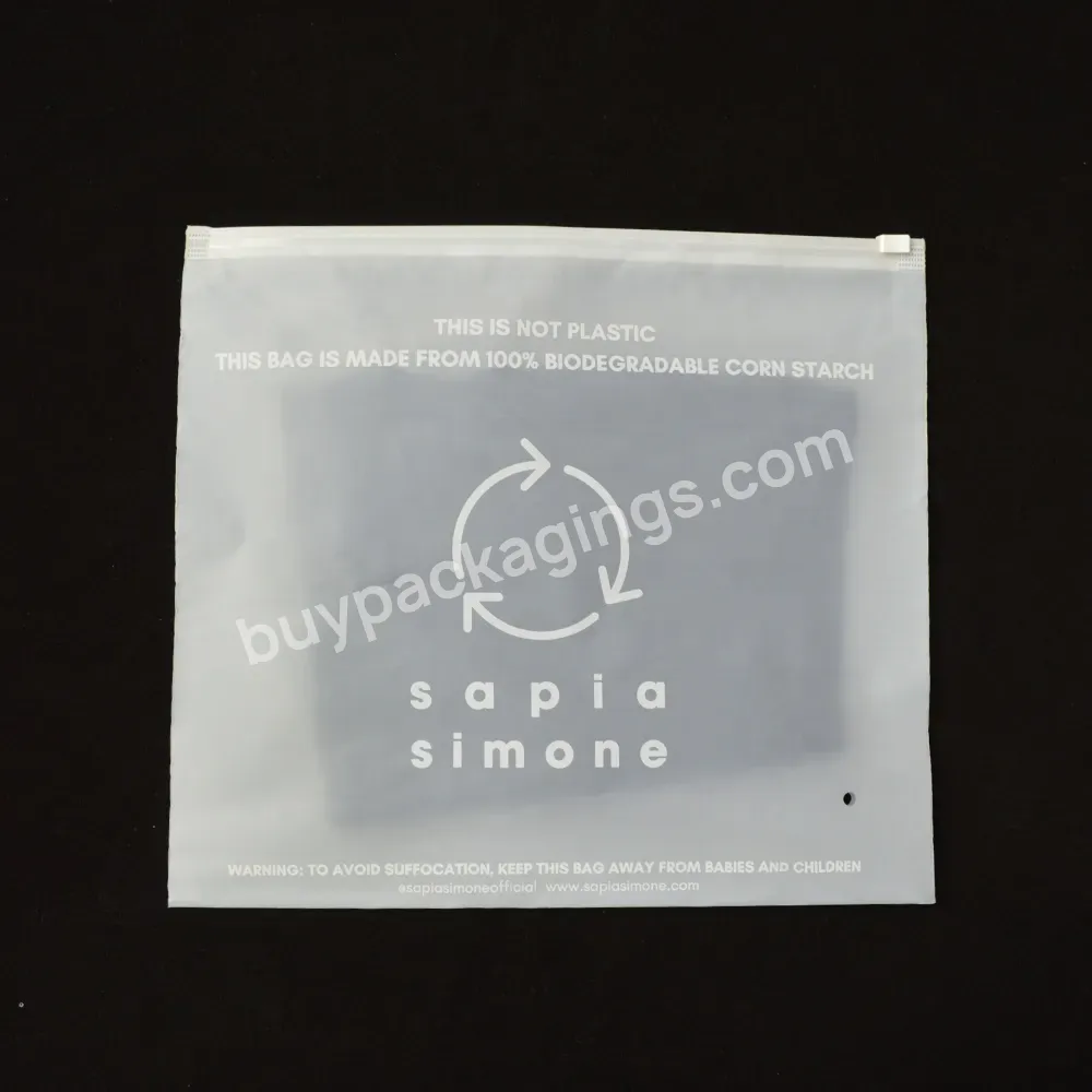 Custom Printing 100% Biodegradable And Compostable Clothing Bag With Self Adhesive Or Zipper