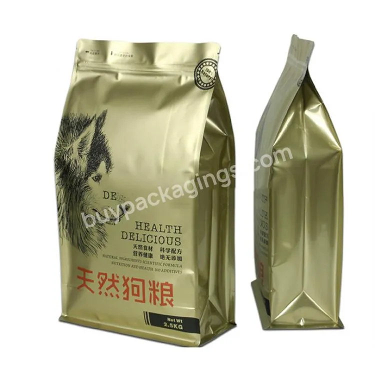 Custom Printing 1kg 2kg 4kg 20kg Flat Bottom Plastic Foil Resealable Ziplock Pet Food Dog Food Zipper Lock Packaging Bag