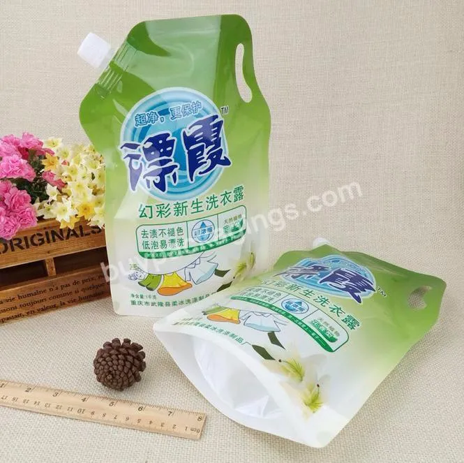 Custom Printing 1l 2l 1kg 2kg Stand Up Spout Plastic Washer Fluid Wash Liquid Soap Bag Laundry Detergent Packaging Pouch