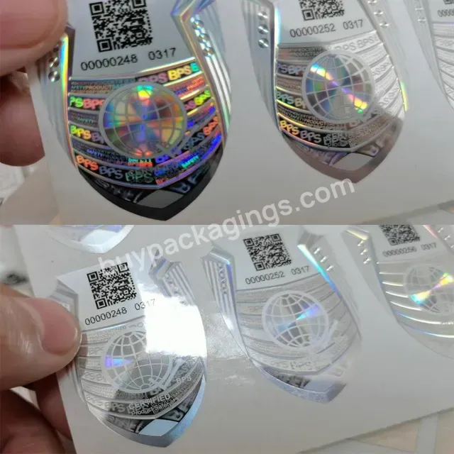 Custom Printing 3d Hologram Stickers Seal Overlay Anti-fake Void Security Qr Code Logo Label