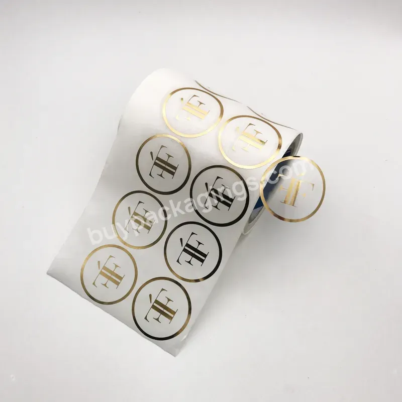 Custom Printing Adhesive Hot Stamping Gold Foil Seal Gold Clear Transparent Vinyl Products Sticker Label Roll