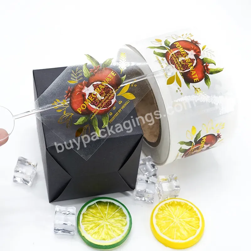 Custom Printing Adhesive Waterproof Gold Foil Hot Stamping Pvc Vinyl Transparent Logo Sticker Roll Packaging Labels