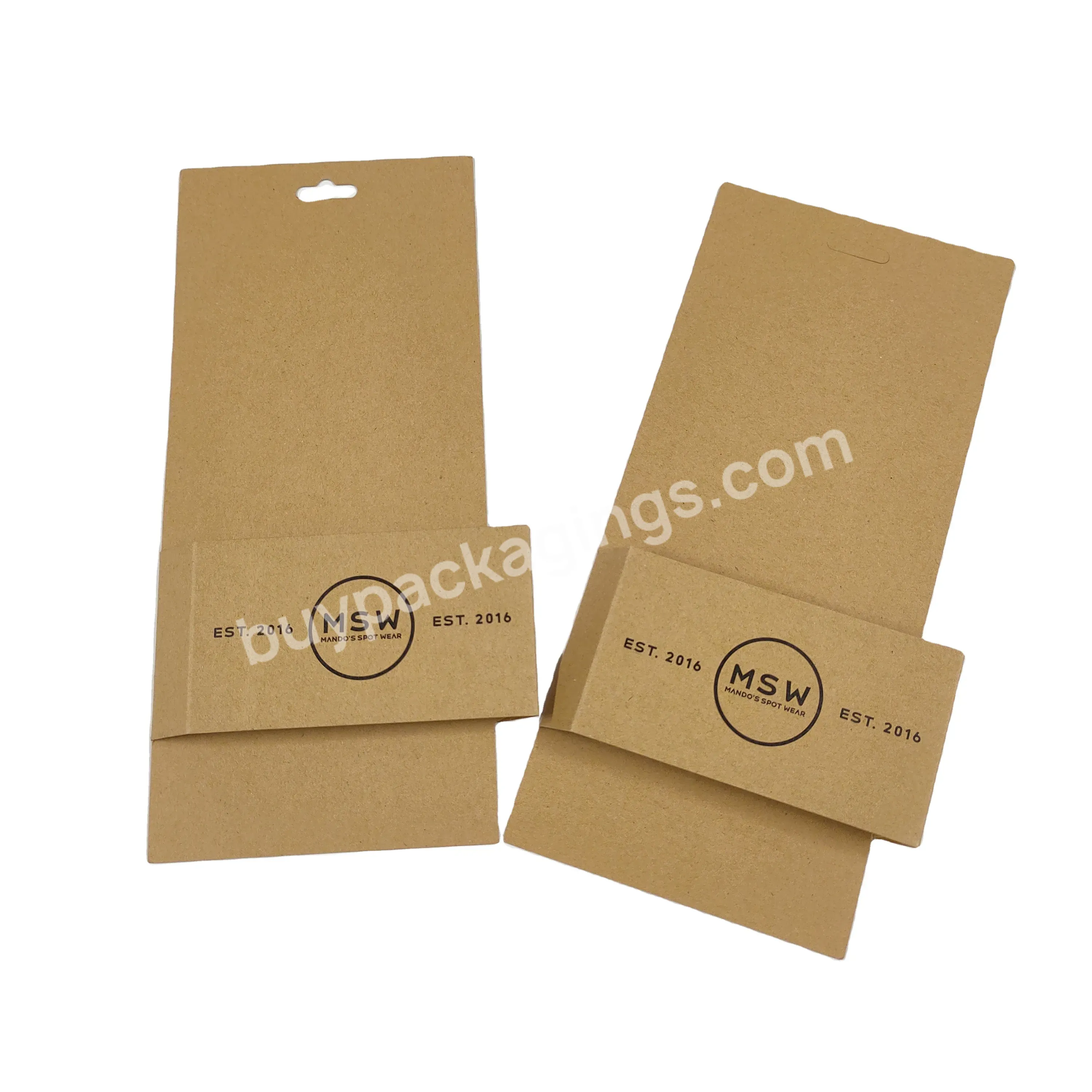 Custom Printing And Size White Kraft Paper Sleeves Self Adhesive Seal Paper Socks Packaging