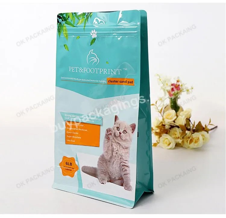 Custom Printing Big Size Flat Bottom Cat Food Bag Plastic Foil Resealable Ziplock Pet Food Dog Food Packaging Bag