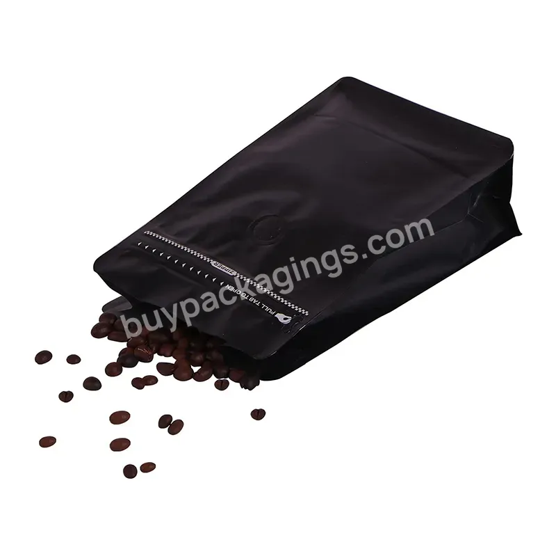 Custom Printing Black Stand Up Pouch Coffee Bag Flat Bottom Coffee Bag With Valve - Buy Coffee Bags,Empty Coffee Bags With Valve,Coffee Beans Packaging Bags.